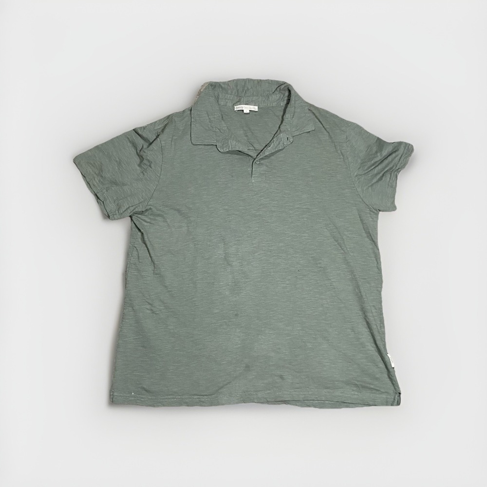 Onia Polo Mens Large Short Sleeve Green Striped Cotton Preppy Shirt